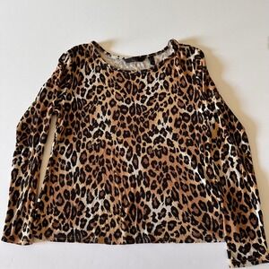 GILI Got It Love It Leopard‎ Print Long Sleeve Top - Women's Small